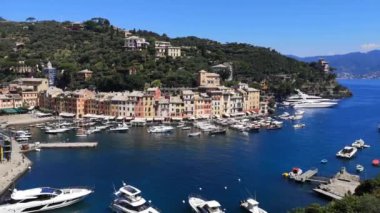 Portofino 'nun panoramik hava görüntüsü