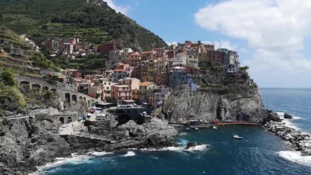 Vista Panorâmica Manarola Bela Cidadezinha Itália — Vídeo de Stock