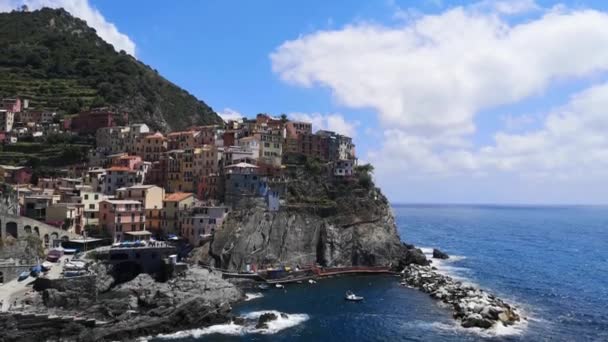 Panorámás Kilátás Manarola Gyönyörű Kis Város Olaszországban — Stock videók