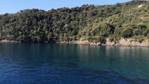 Vista Panorámica Playa Paraggi Portofino — Vídeos de Stock