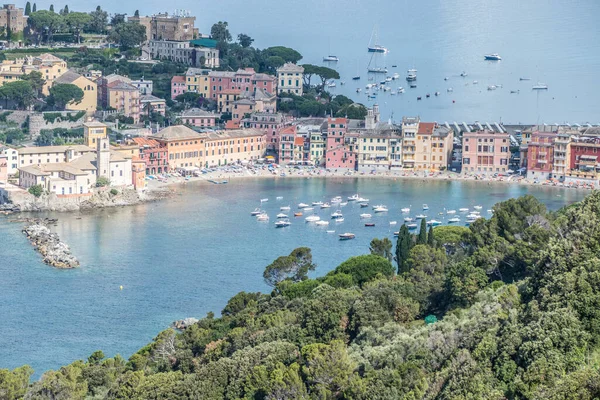 Panoramisch Uitzicht Vanuit Lucht Sestri Levante Golf Van Tigullio Vanaf — Stockfoto