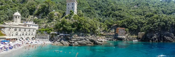 Vista Panoramica Sulla Baia San Fruttuoso Portofino Con — Foto Stock