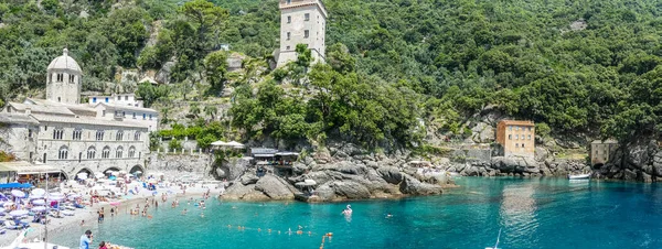 San Fruttuoso Italy 2020 Panoramic View Bay — стоковое фото