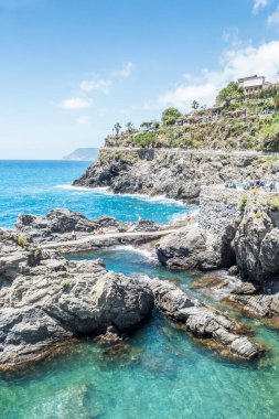 Manarola 'daki güzel deniz, Cinque Terre' de