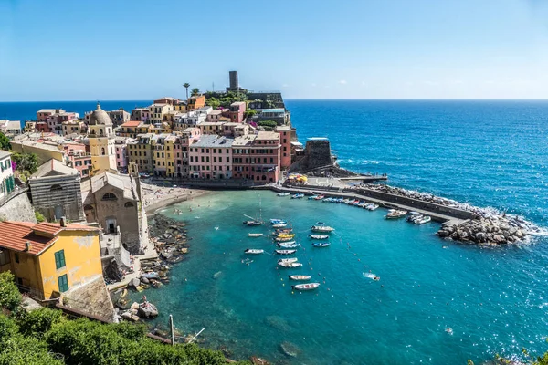 Вид Воздуха Вернацца Cinque Terre Красочными Домами Цветами — стоковое фото