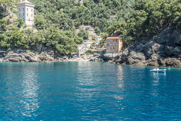 Portofino Italia 2020 Hermosa Bahía San Fruttuoso Con Agua Verde — Foto de Stock