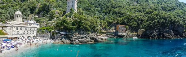San Fruttuoso Italy 2020 Panoramic View Bay — стоковое фото