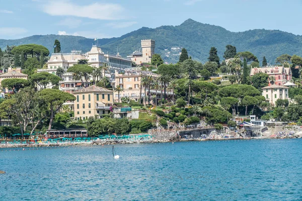 Santa Margherita Ligure Italya 2020 Güzel Eski Evleri Olan Deniz — Stok fotoğraf