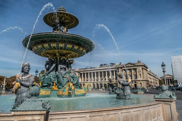 Paris Frankreich 2018 Schöner Brunnen Auf Der Place Concorde Pari — Stockfoto