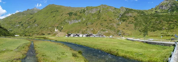 Small Village Mountains Stone Houses Flowers River Val Formazza — Stock Photo, Image