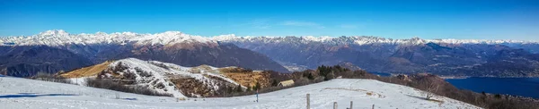 Ultra Wide Aerial View Lake Maggiore Alps Mottarone — Stock Photo, Image