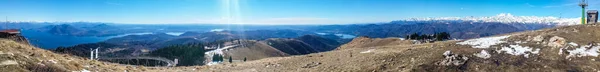 Ultra Široký Letecký Pohled Jezero Maggiore Alpy Mottarone — Stock fotografie