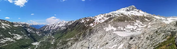 Ultra Wide Panorama Furkapass Snowy Mountains — Stock Photo, Image