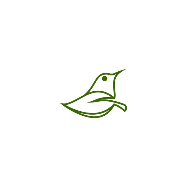 Vogel Blatt Logo Vektor Symbol Vorlage Herunterladen Linie Kunst Umriss — Stockvektor