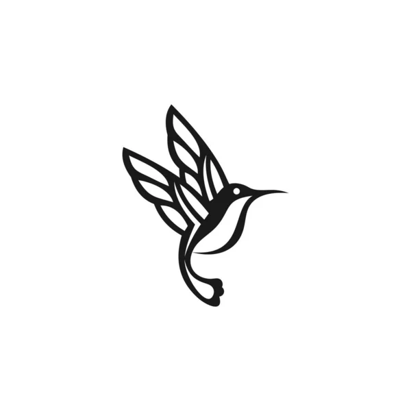 Templat Ikon Vektor Burung Logo Mono Line Warna Garis Luar - Stok Vektor