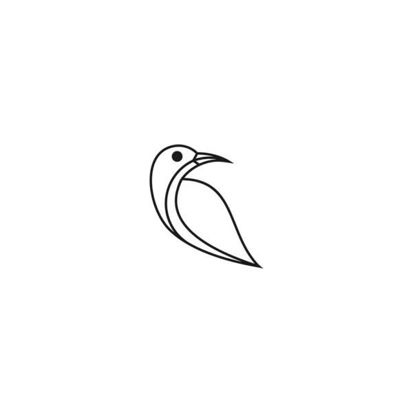 Ptačí Logo Vektorová Ikona Šablona Jednořádkový Barevný Obrys — Stockový vektor