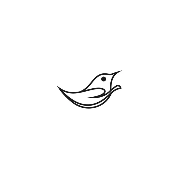 Templat Ikon Vektor Logo Burung Daun Unduh Garis Luar Seni - Stok Vektor