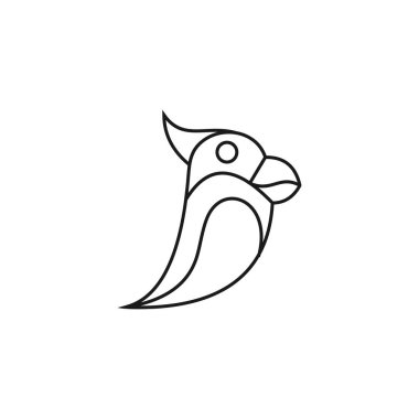 kuş logosu vektör şablonu mono çizgi renk çizgisi çizgisi