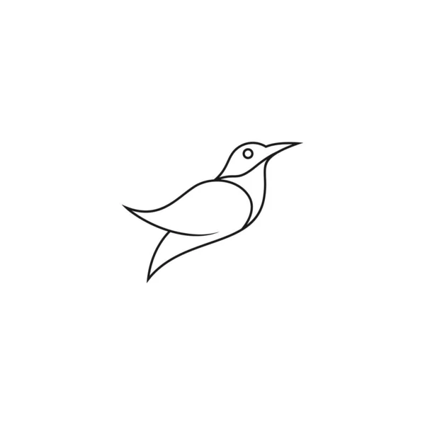 Pássaro Logotipo Vetor Ícone Modelo Mono Line Linha Cores Arte —  Vetores de Stock