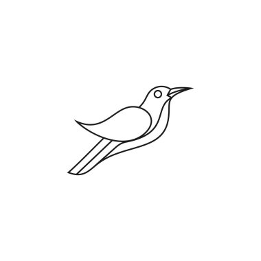 kuş logosu vektör şablonu mono çizgi renk çizgisi çizgisi