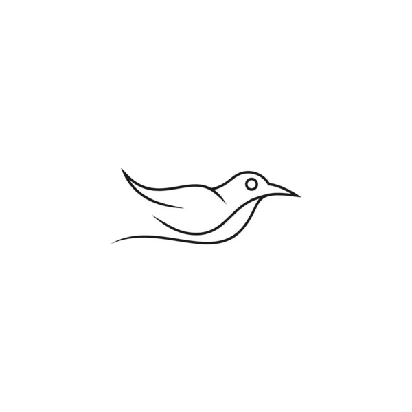 Пташиний Логотип Векторний Іконка Шаблон Монолітної Кольорової Лінії Контур Мистецтва — стоковий вектор