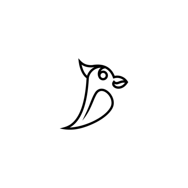 Modello Icona Vettoriale Logo Uccello Linea Colore Mono Linea Contorno — Vettoriale Stock