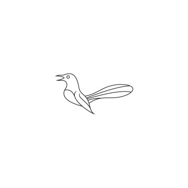 kuş logosu vektör şablonu mono çizgi renk çizgisi çizgisi