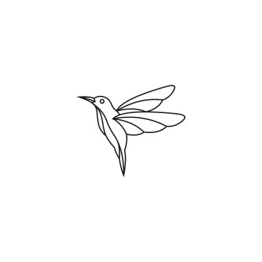 kuş logosu vektör şablonu mono çizgi renk çizgisi çizgisi