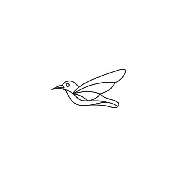 Fågel Logotyp Vektor Ikon Mall Mono Line Färg Linje Konst — Stock vektor