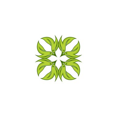 kuş yaprağı logo vektör şablonu indirme mono-line renk çizgisi sanat ana hatları