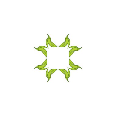 kuş yaprağı logo vektör şablonu indirme mono-line renk çizgisi sanat ana hatları