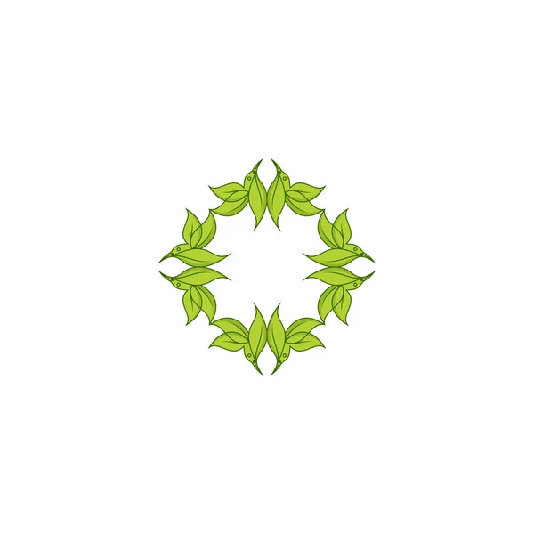 Bird Leaf Logo Vector Icon Template Download Mono Line Color — Stock Vector