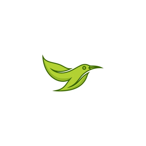 Oiseau Feuille Logo Vecteur Icône Modèle Télécharger Mono Ligne Couleur — Image vectorielle