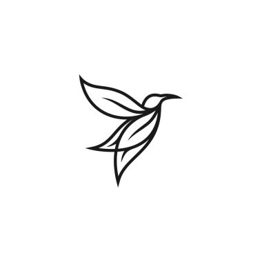 kuş yaprağı logo vektör şablonu indirme mono-line renk çizgisi sanat ana hatları