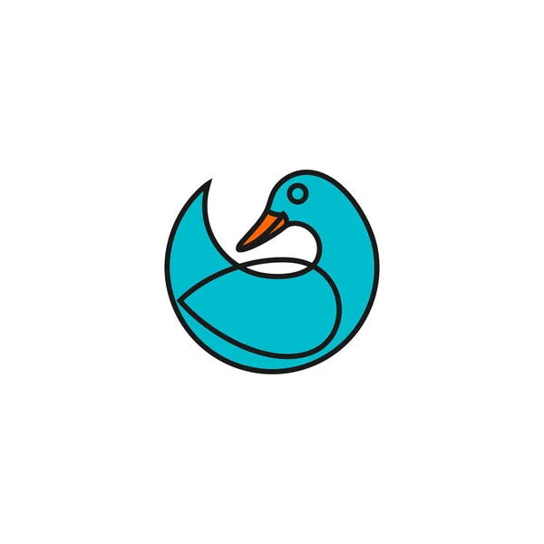 Ganso Logo Del Cisne Estilo Línea Arte Elementos Plantilla Diseño — Vector de stock