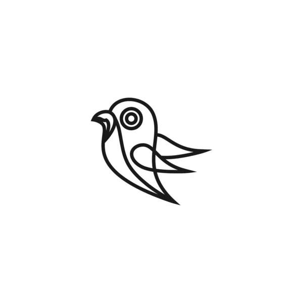 Bird Logo Vector Icon Template Mono Line Color Line Art — Stock Vector