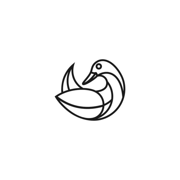 ガチョウ 白鳥の鳥のロゴ ラインアートスタイル アプリケーションまたは企業アイデンティティのベクトルラインデザインテンプレート要素 — ストックベクタ