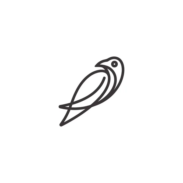Ptak Logo Wektor Ikona Szablon Mono Linia Kolor Linia Sztuka — Wektor stockowy