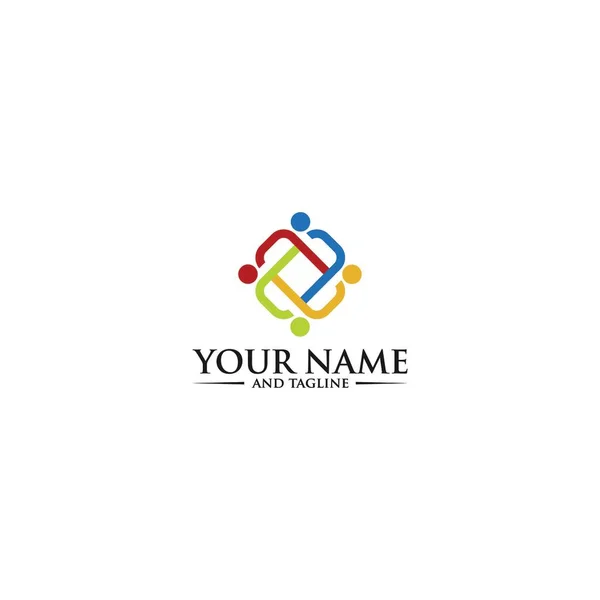 Logo Vettoriale Astratto Colorato Isolato Elemento Decorativo Fiore Persone Che — Vettoriale Stock