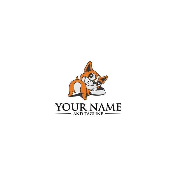 True Dog Friend Logotyp Design Mall Grafisk Sittande Valp Logotyp — Stock vektor