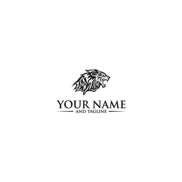Ilustração Vetor Logotipo Leão Emblema Design Angry Lion Face Mascot — Vetor de Stock