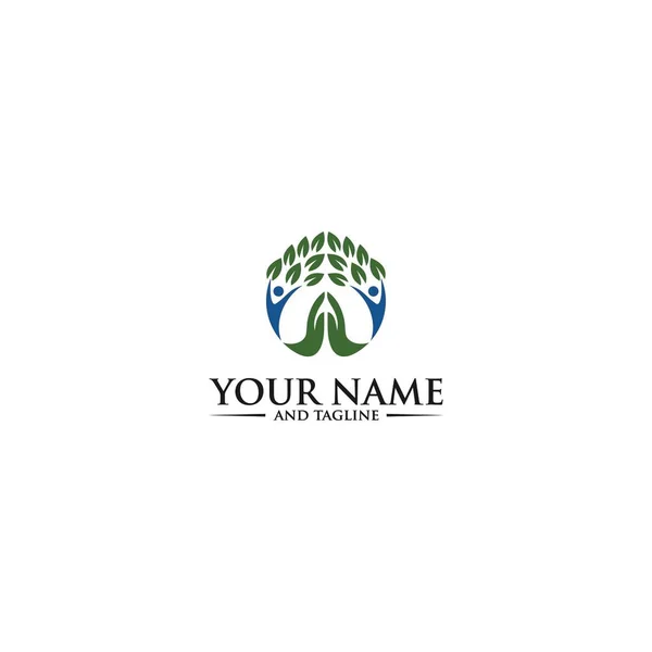 Foglia Verde Persone Ecologia Logo Elemento Vettore Foglia Verde Persone — Vettoriale Stock