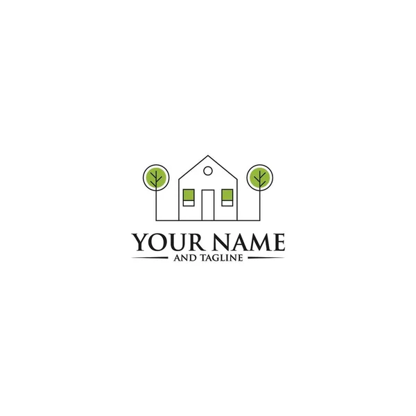 Faház Régensségi Logó Koncepció Zöld Home Logo Sablon — Stock Vector