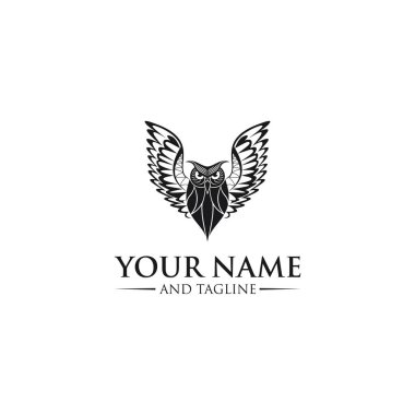 Baykuş logosu - vektör çizimi. Beyaz arkaplanda amblem tasarımı