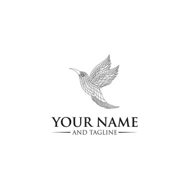 kuş logosu hipster vintage vektör çizgisi ana hatları mono-line sanat simgesi