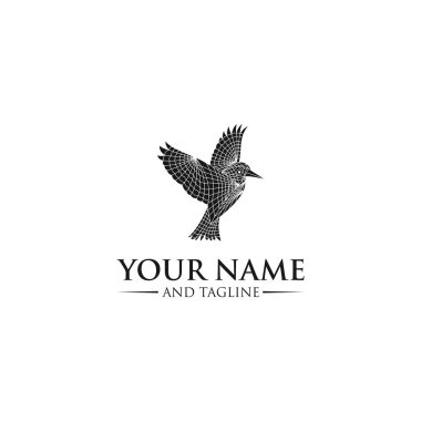 kuş logosu hipster vintage vektör çizgisi ana hatları mono-line sanat simgesi