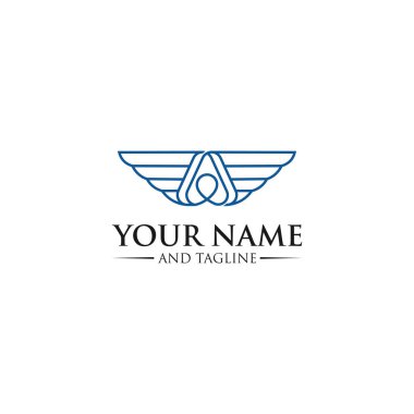 İlk harf A logosu ve kanat sembolü. Kanat tasarım ögesi, ilk harf A logo simgesi, ilk logo şablonu