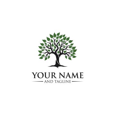 Ağacın Kökü logosu çizimi. Bir ağacın vektör silueti.