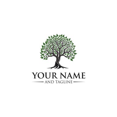 Ağacın Kökü logosu çizimi. Bir ağacın vektör silueti.
