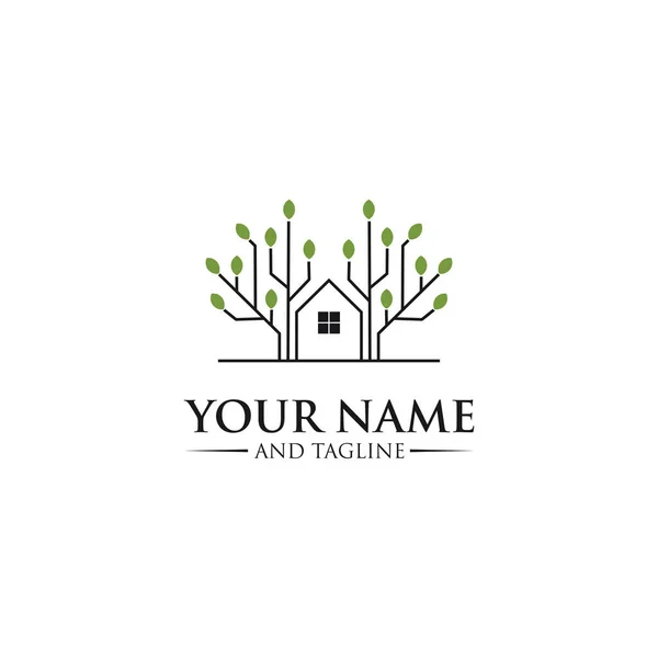 Logo Ilustrativo Tree House Para Negocios Relacionados Con Cuidado Ambiental — Vector de stock